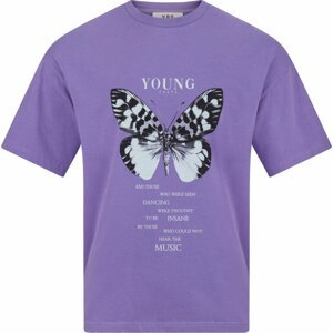 Tričko 'Yoricko' Young Poets světle šedá / fialová / černá / bílá