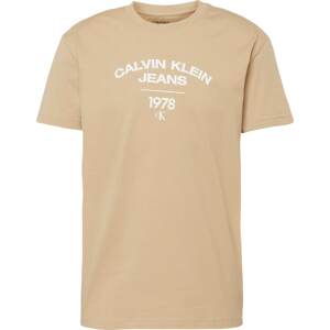 Tričko Calvin Klein písková / bílá