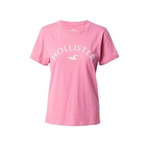 HOLLISTER Tričko pink / bílá