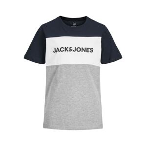Jack & Jones Junior Tričko  noční modrá / šedý melír / bílá