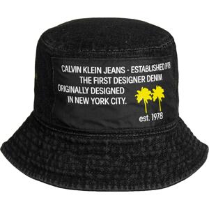 Calvin Klein Jeans Klobouk žlutá / černá džínovina / bílá
