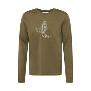 ICEBREAKER Funkční tričko 'Skiing Yeti' olivová / přírodní bílá