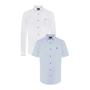 DENIM CULTURE Košile 'UGO' námořnická modř / světlemodrá / bílá