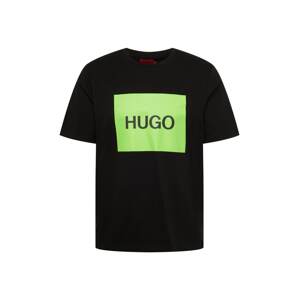 HUGO Tričko 'Dulive' svítivě zelená / černá
