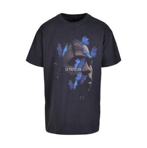 MT Upscale Tričko 'Le Papillon' modrá / noční modrá / režná
