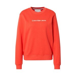 Calvin Klein Jeans Mikina  oranžově červená / bílá