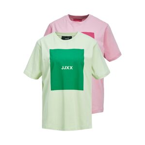 JJXX Tričko 'AMBER'  zelená / pastelově zelená / pink / bílá