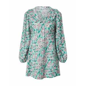EDITED Košilové šaty 'Lili'  zelená / nefritová / trávově zelená / světle fialová
