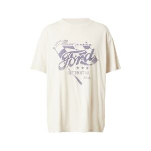 Abercrombie & Fitch Oversized tričko krémová / modrá
