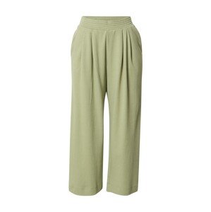 ESPRIT Kalhoty se sklady v pase světle zelená