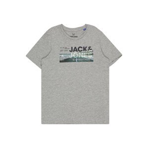 Jack & Jones Junior Tričko  šedý melír / tmavě zelená / černá / bílá