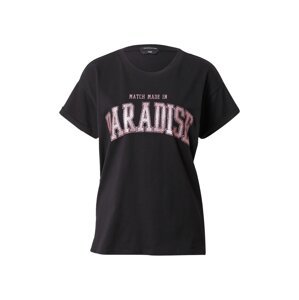 Colourful Rebel Tričko 'Paradise'  světle růžová / černá