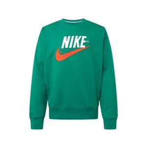 Nike Sportswear Mikina  tmavě zelená / oranžová / bílá