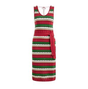 WE Fashion Úpletové šaty  trávově zelená / tmavě zelená / rubínově červená / bílá
