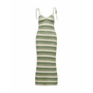 A LOT LESS Úpletové šaty 'Jasmina' zelená / světle zelená / bílá