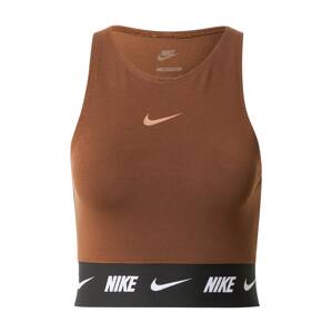 Nike Sportswear Top hnědá / světle hnědá / černá / bílá