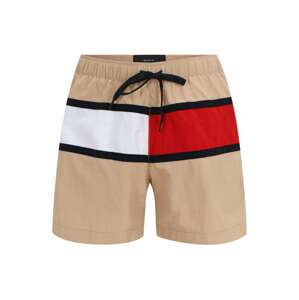 Tommy Hilfiger Underwear Plavecké šortky  tmavě béžová / červená / černá / bílá