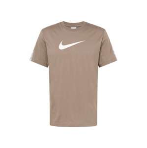 Nike Sportswear Tričko 'Repeat'  khaki / černá / bílá
