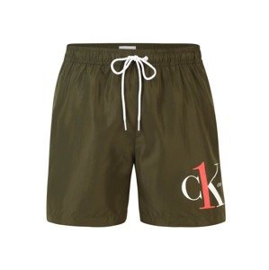 Calvin Klein Swimwear Plavecké šortky  tmavě zelená / lososová / bílá