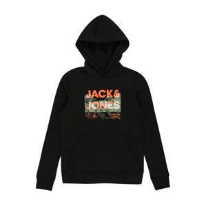 Jack & Jones Junior Mikina 'TREK'  světle zelená / oranžová / černá / bílá
