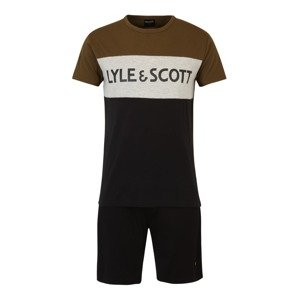 Lyle & Scott Pyžamo krátké 'STEVEN'  hnědá / šedý melír / černá