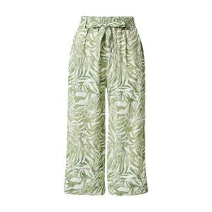 ZABAIONE Kalhoty 'Maya' pastelově zelená / světle zelená / bílá