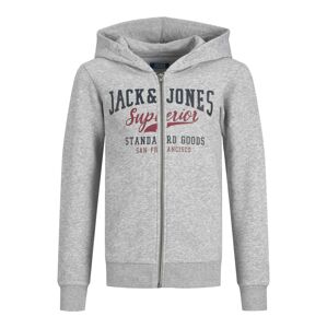 Jack & Jones Junior Mikina 'Logo' šedý melír / červená / černá