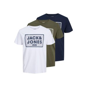 Jack & Jones Plus Tričko 'Harrison'  námořnická modř / olivová / bílá