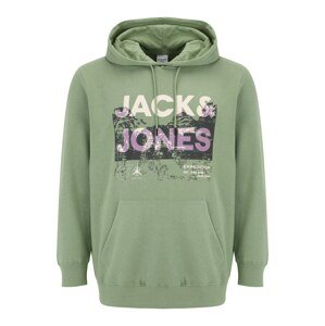 Jack & Jones Plus Mikina  zelená / fialová / černá / bílá