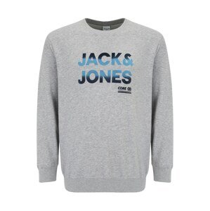 Jack & Jones Plus Mikina 'COSETH'  noční modrá / nebeská modř / šedý melír