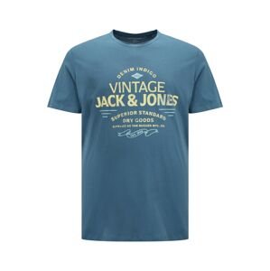 Jack & Jones Plus Tričko 'BOOSTER'  námořnická modř / světlemodrá / světle žlutá