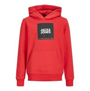 Jack & Jones Junior Mikina 'Lock'  červená / černá / bílá