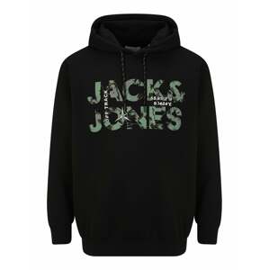 Jack & Jones Plus Mikina  žlutá / khaki / černá / bílá