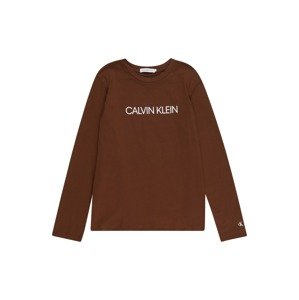 Calvin Klein Tričko  čokoládová / bílá