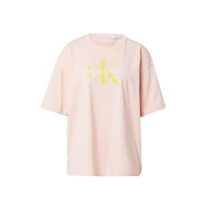 Calvin Klein Jeans Oversized tričko  limetková / růžová / bílá
