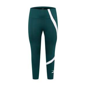 Reebok Sport Sportovní kalhoty tmavě zelená / bílá