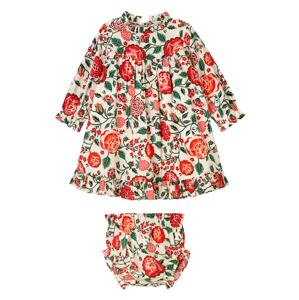 Cath Kidston Šaty 'Strawberry Garden'  krémová / tmavě zelená / oranžová / červená